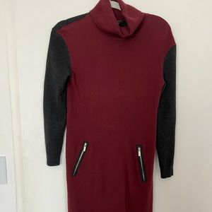 Ann Taylor Sweater Dress Maroon Grey size SP